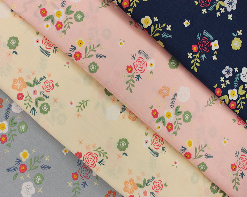 Floral Rose Cotton Poplin dress fabric per metre