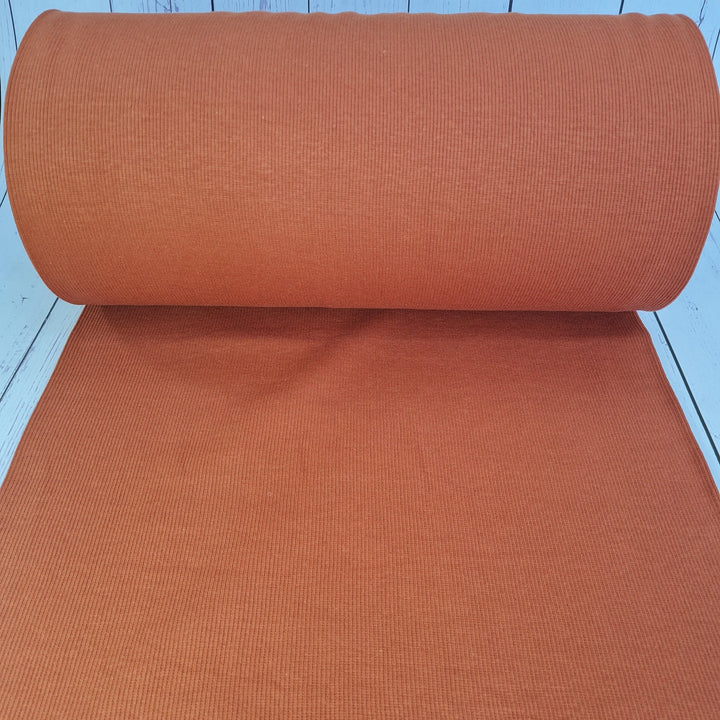 Tubular jersey ribbing knit cotton Oeko-Tex fabric. Ribbed cuffing, waistbands per metre