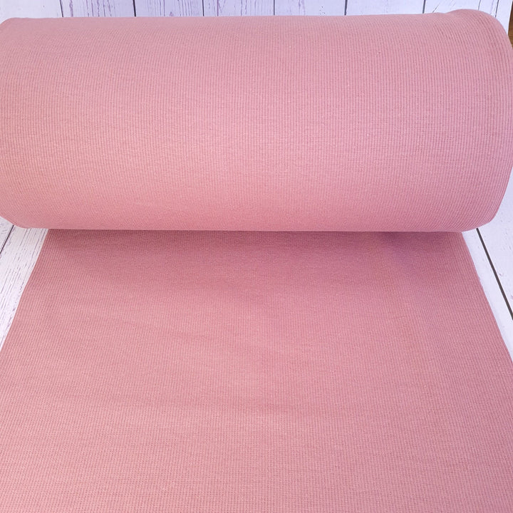 Tubular jersey ribbing knit cotton Oeko-Tex fabric. Ribbed cuffing, waistbands per metre