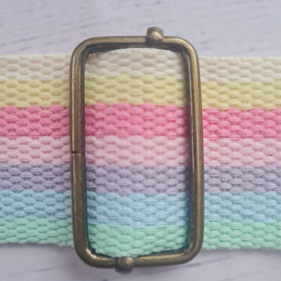 Striped Rainbow Webbing, belt, bag strapping 40 mm. Heavyweight. By the Metre.