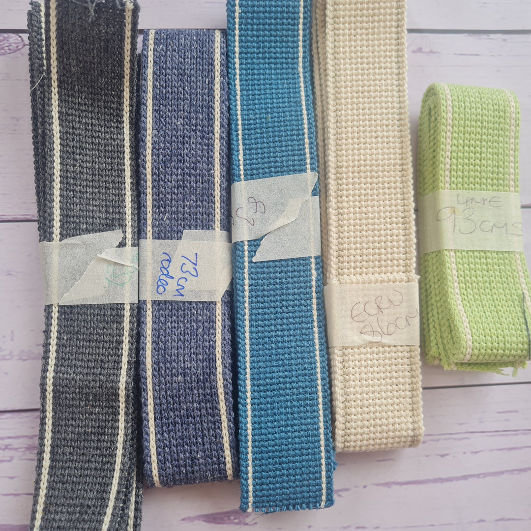 Bulk bag strapping/ webbing scraps: 6-7 x <1 m pieces, various colours