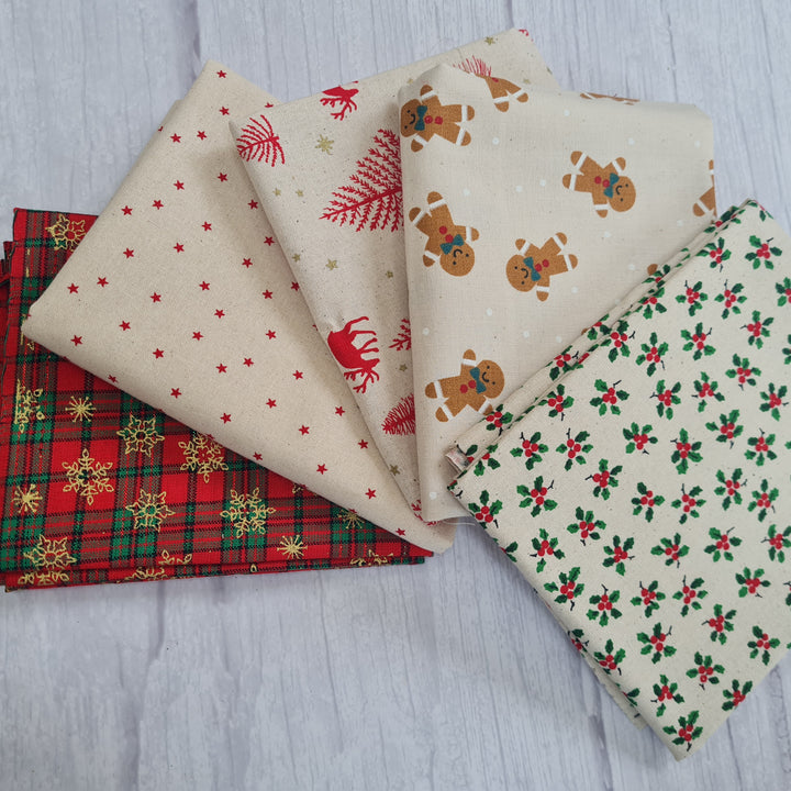 Scandi Christmas fat quarter bundle/ by the half metre quilting / craft cotton Fabrics.