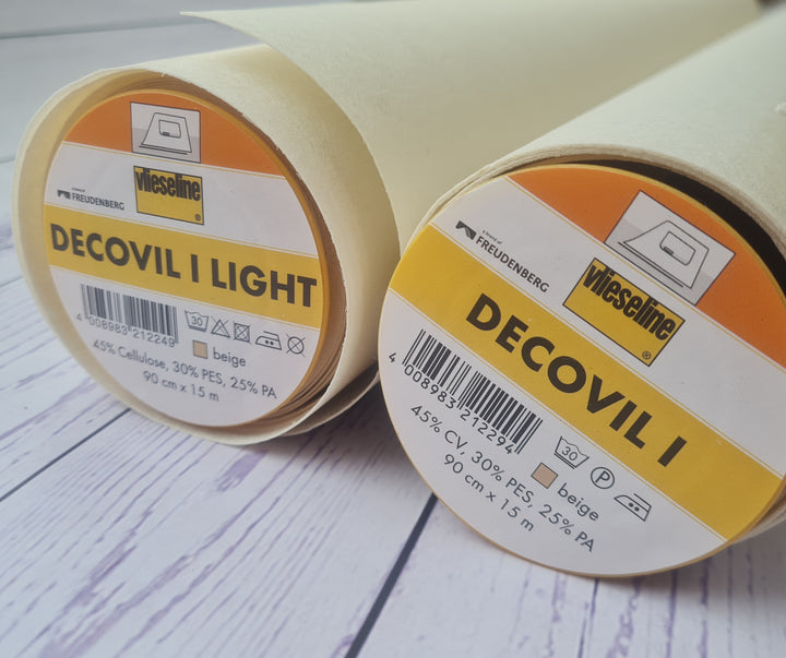 Decovil 1 and Decovil light: Fusible Interfacing/Interlining heavy Vilene. Beige. By the m