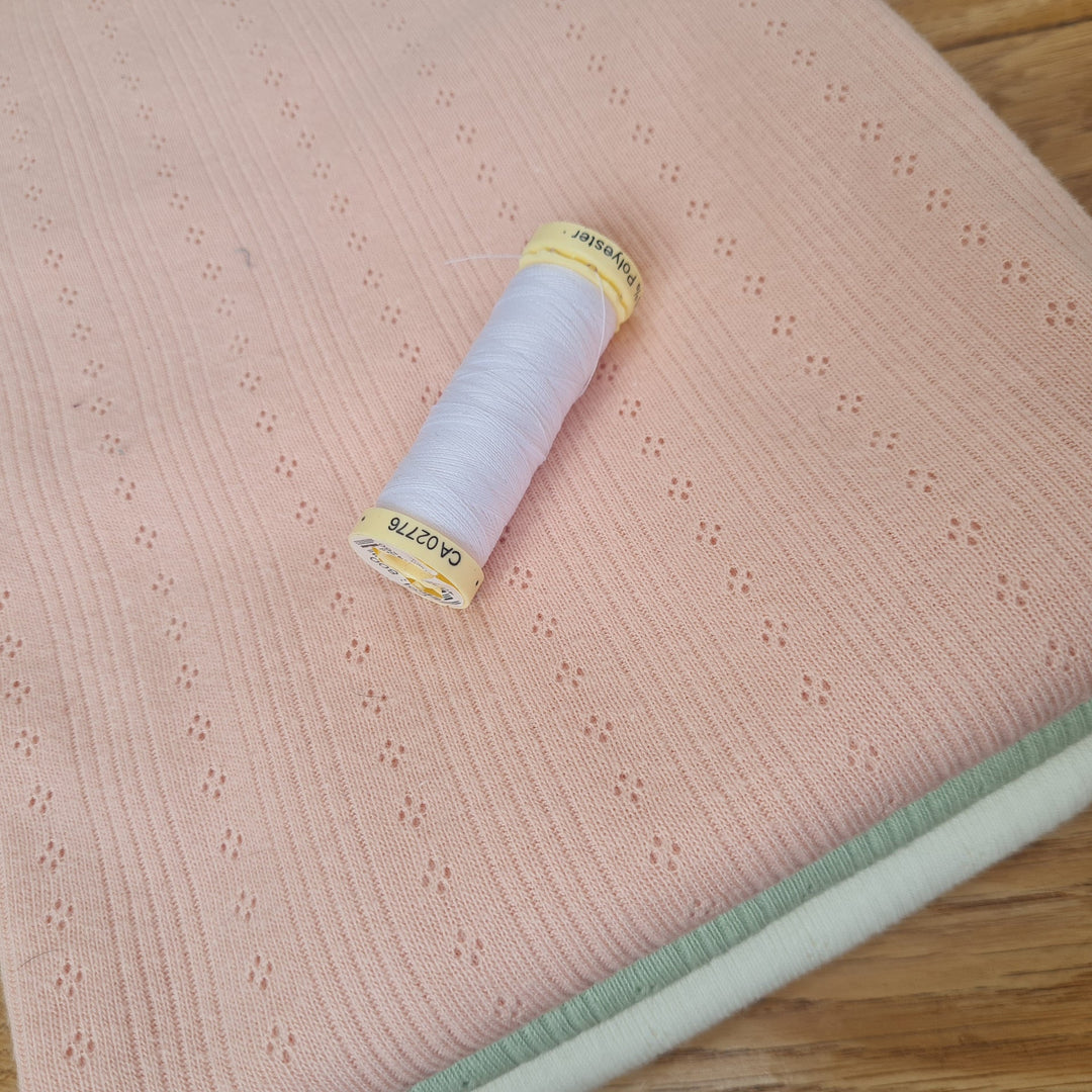 Diamond openwork/ Pointelle & Rib 100% cotton jersey knit fabric x 1/2 m