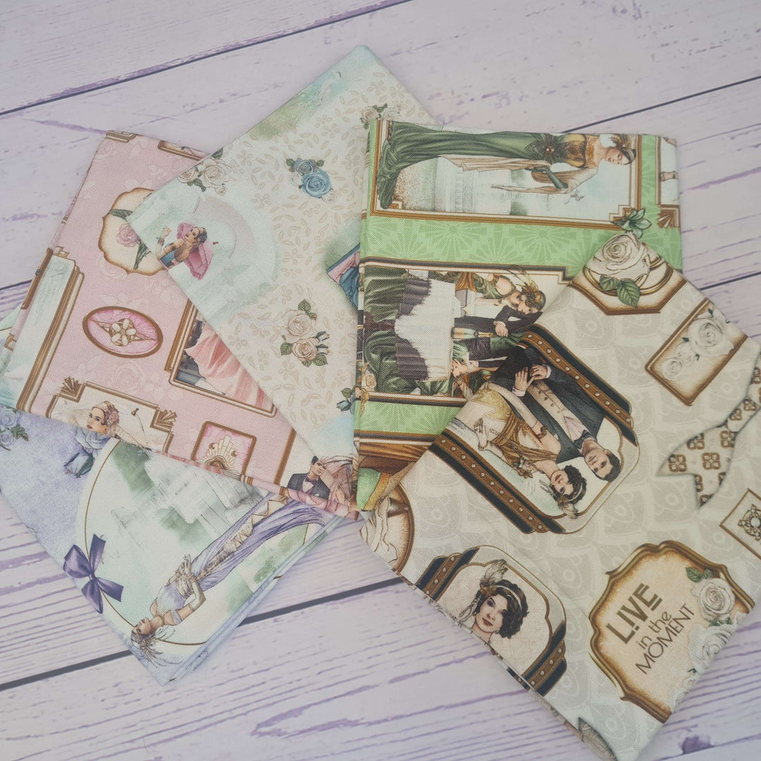 Art Deco 5 Pk Fat Quarter bundle by Debbie Moore. Organic Cotton fabric