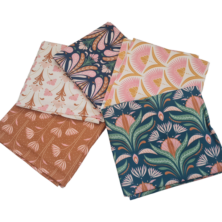 Art Deco Blooms Cotton Fat Quarter Bundle quilting 100% Cotton Fabric