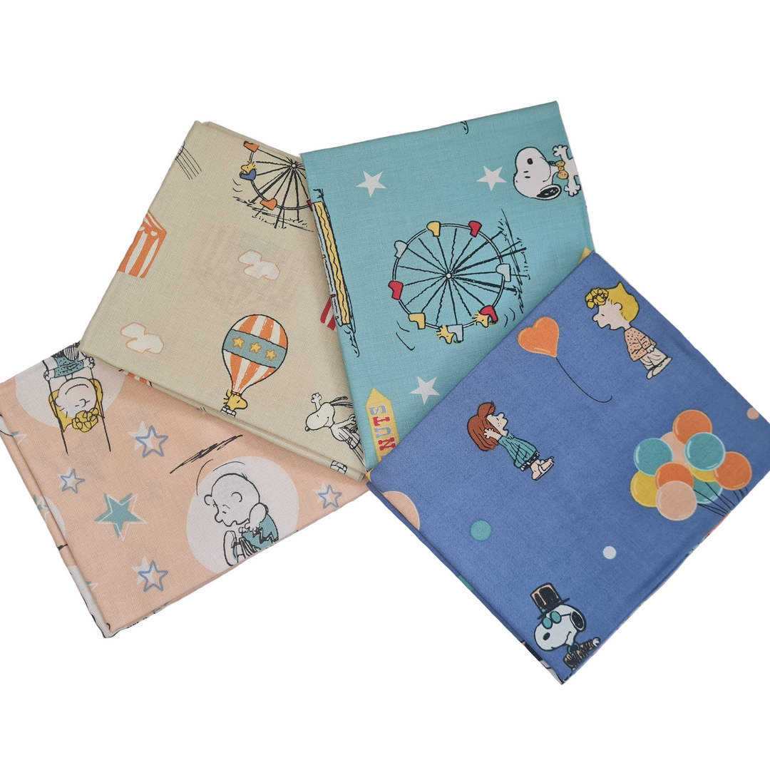 4 pk snoopy circus cotton fat quarters