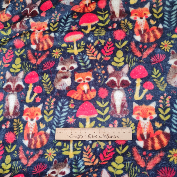 Woodland Animal Bubs Cuddle Fleece Soft Fabric, 150cm wide. Sold per 1/2m