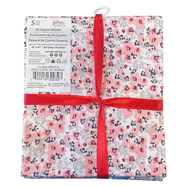 Ditsy Floral Fat Quarter bundle of 5 quilting fabrics.