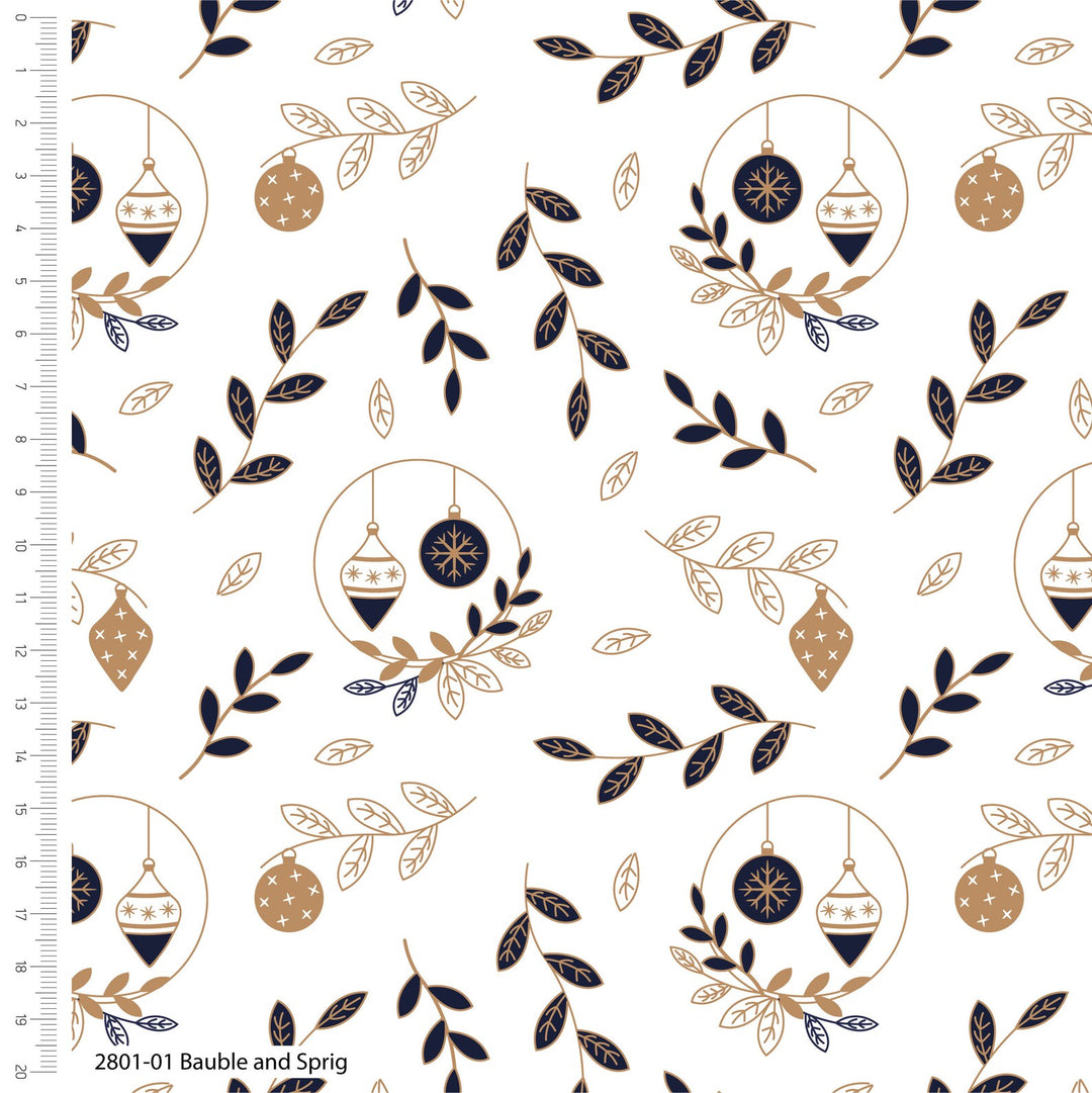 5 Pack Navy & Gold Metallic Christmas 18" X 22" Fabric, 100% Cotton Fat Quarters