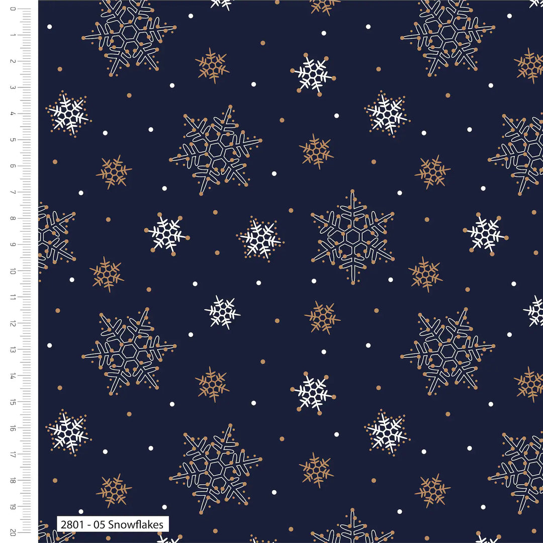 5 Pack Navy & Gold Metallic Christmas 18" X 22" Fabric, 100% Cotton Fat Quarters