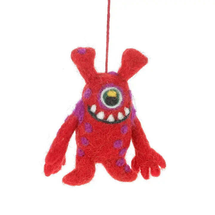 Fair Trade Handcrafted/ Handmade needle felted decoration/ keyring: monsters and cactus