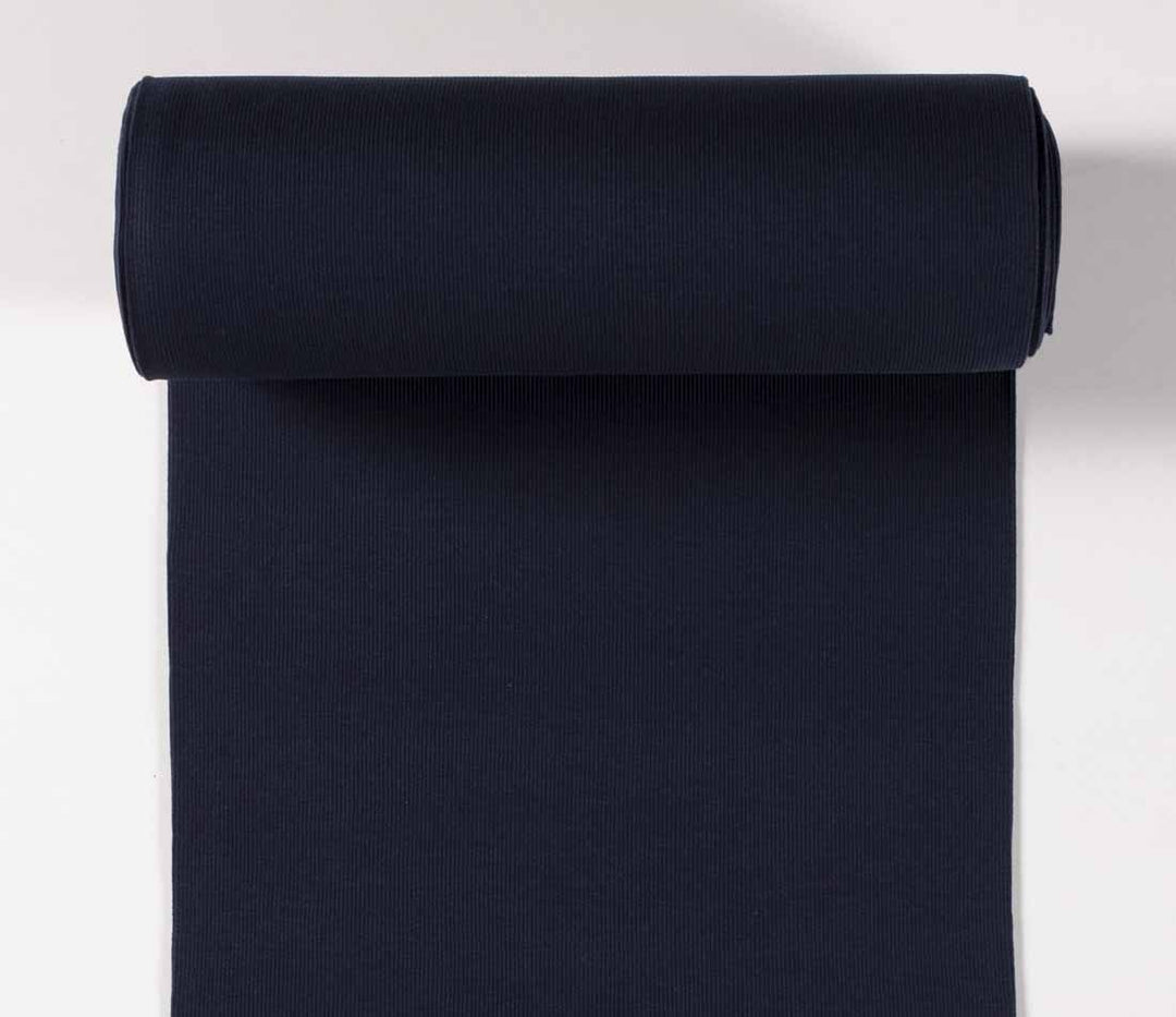 Tubular jersey ribbing knit cotton Oeko-Tex fabric. Ribbed cuffing, waistbands per metre