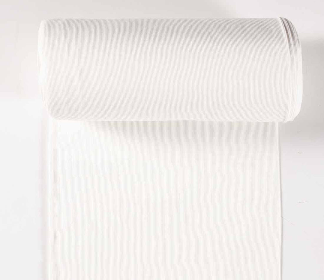 Tubular jersey ribbing knit cotton Oeko-Tex fabric. Ribbed cuffing, waistbands per metre