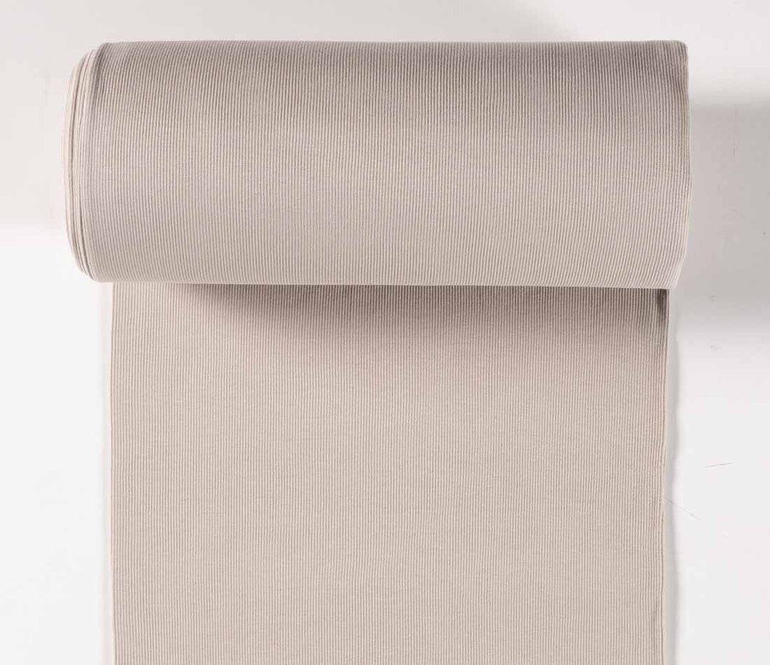 Tubular jersey ribbing knit cotton Oeko-Tex fabric. Ribbed cuffing, waistbands per metre