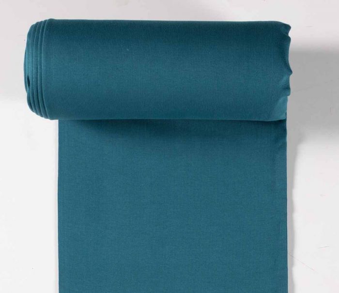 Tubular jersey ribbing knit cotton Oeko-Tex fabric. Ribbed cuffing, waistbands per metre