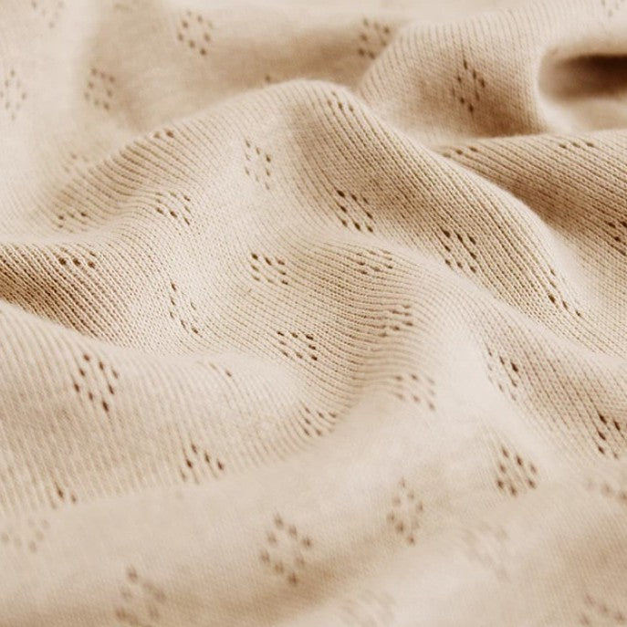 Fine 100% cotton jersey knit with Diamond openwork/ Pointelle fabric per metre