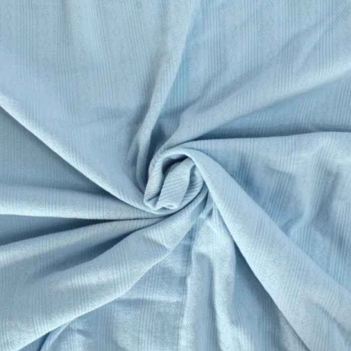 Diamond openwork/ Pointelle & Rib cotton jersey knit fabric per metre