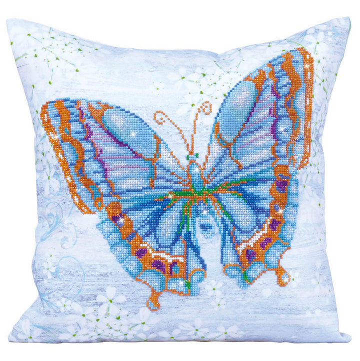 Diamond Dotz® Diamond Painting Kit: Papillon Bleu Decorative Pillow Kit 45 x 45cm