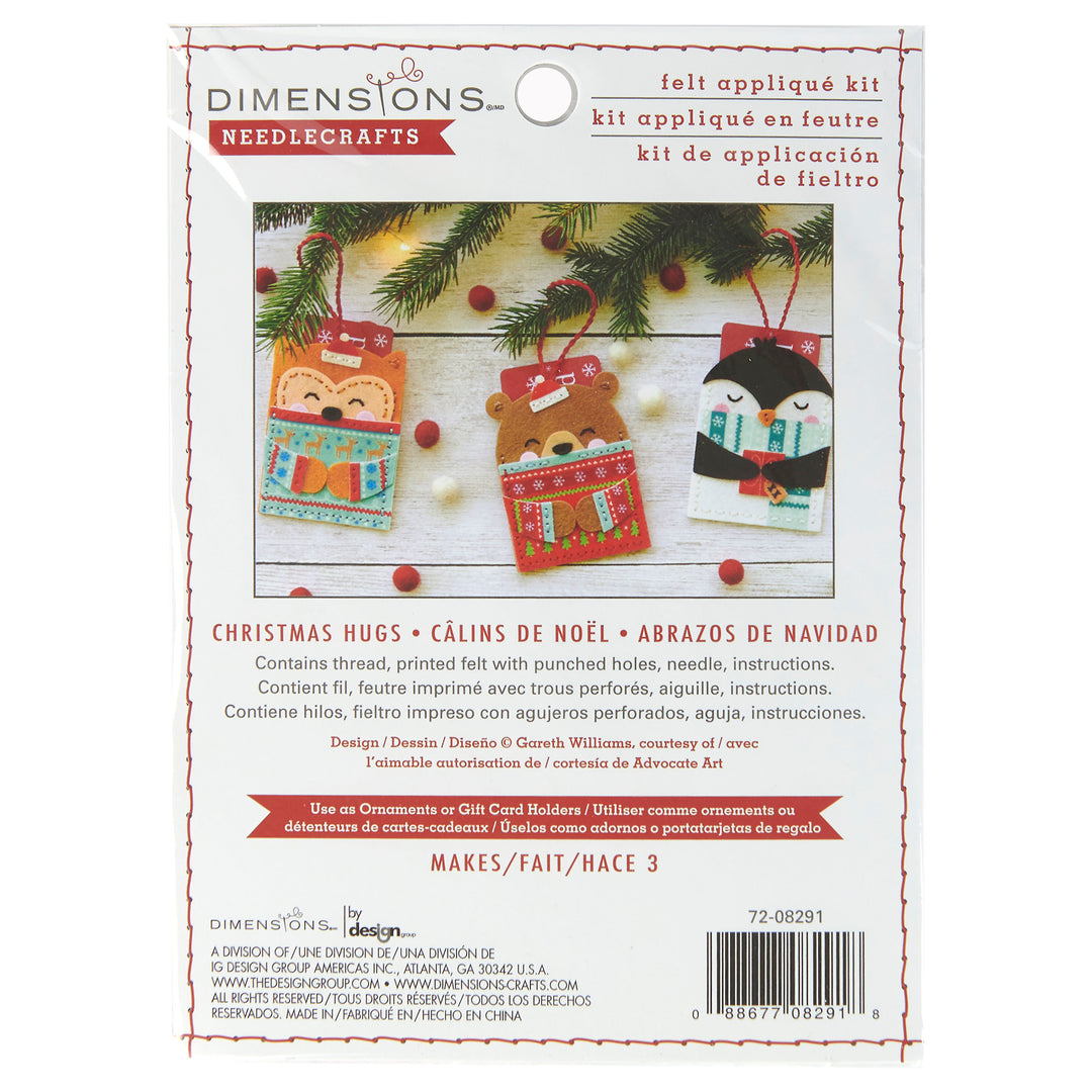 Felt Applique Craft Kit: Set of 3 Gift Card Holders or Christmas tags