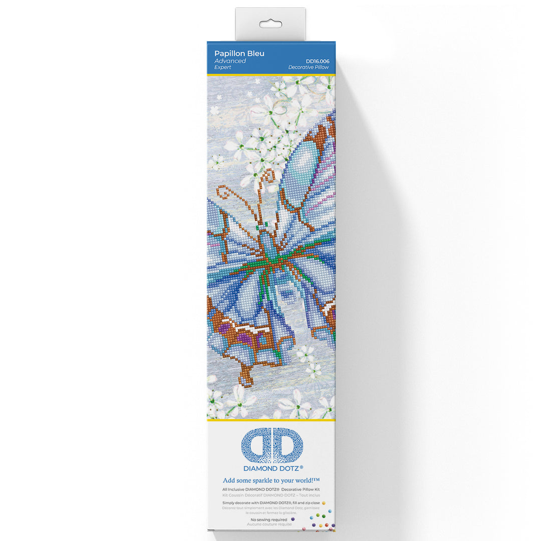 Diamond Dotz® Diamond Painting Kit: Papillon Bleu Decorative Pillow Kit 45 x 45cm