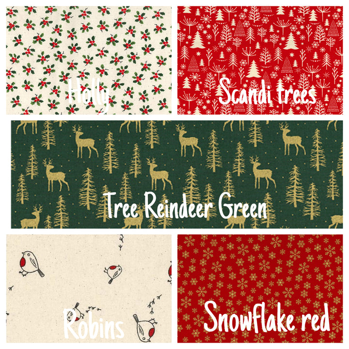Scandi Metallic Christmas fat quarter bundle/ half metre quilting craft cotton Fabrics. John Louden