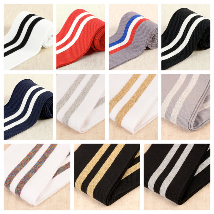 Double Stripe Cuffing By Stephanoise. Cotton Knit Fabric: cuffs and waistbands.