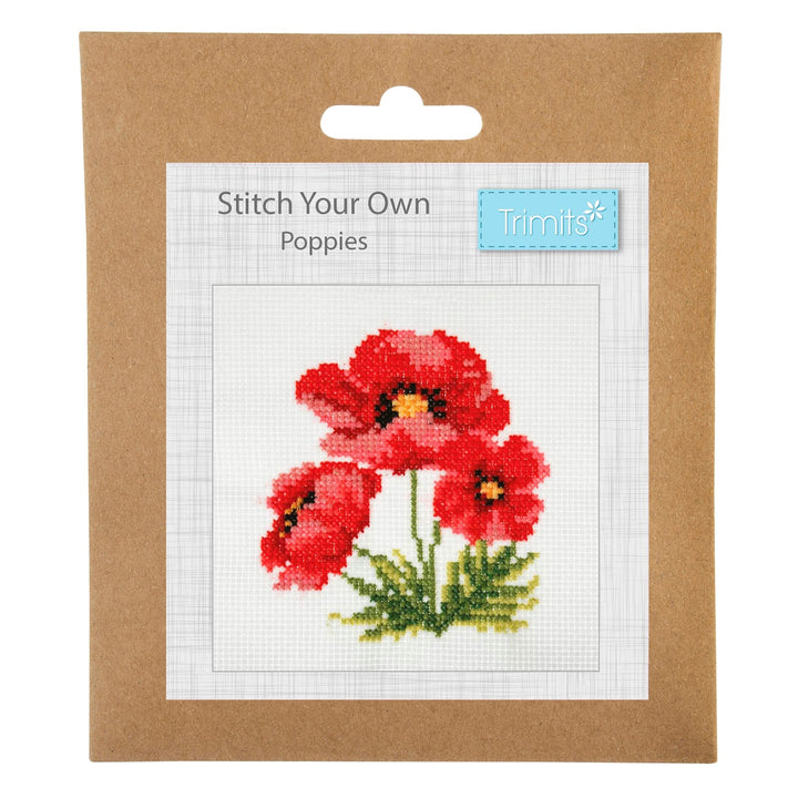 Mini Counted Cross Stitch Kit - Poppies