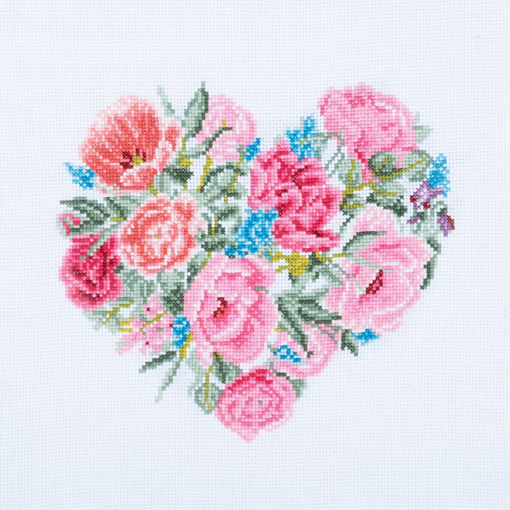 Large Counted Cross Stitch Kit - Floral Heart