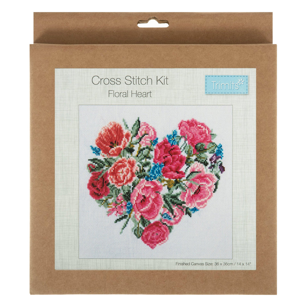 Large Counted Cross Stitch Kit - Floral Heart