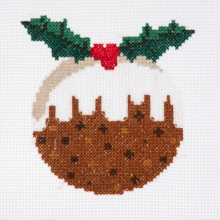 Mini Counted Cross Stitch Kit - Christmas Pudding