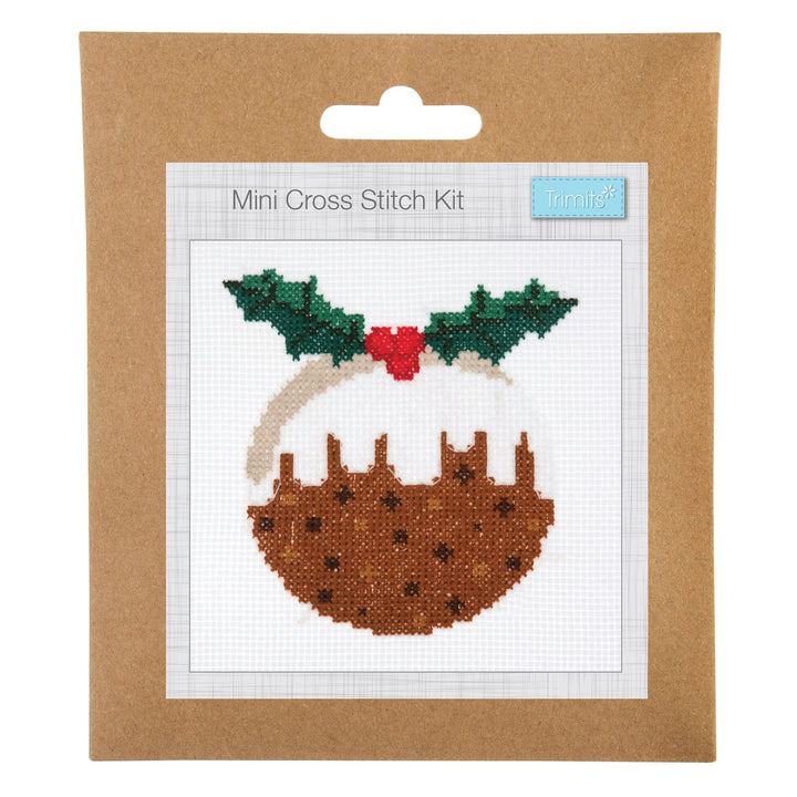 Mini Counted Cross Stitch Kit - Christmas Pudding
