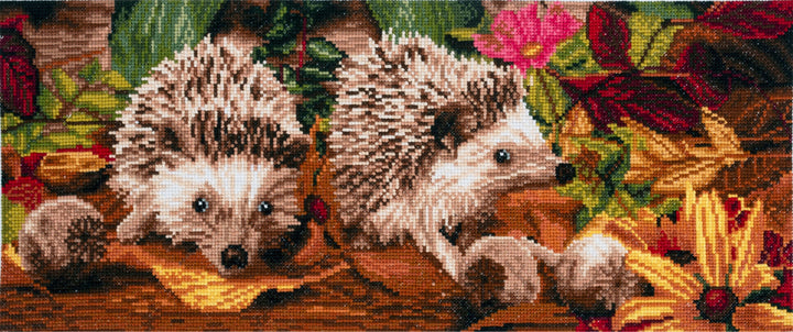 Large Counted Cross Stitch Kit - Hedgehogs
