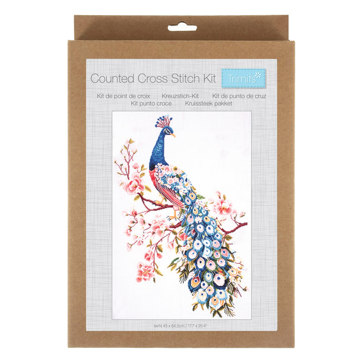 Extra Large Counted Cross Stitch Kit - Peacock