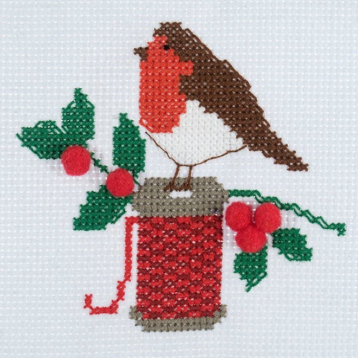 Mini Counted Cross Stitch Kit - Christmas Robin