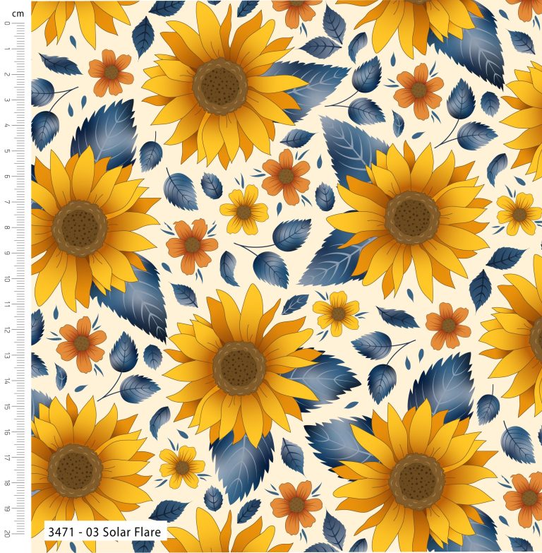 Golden Sunflowers - floral cotton quilting fabrics 5 fat quarter bundle.