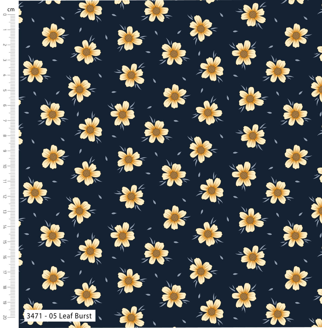 Golden Sunflowers - floral cotton quilting fabrics 5 fat quarter bundle.