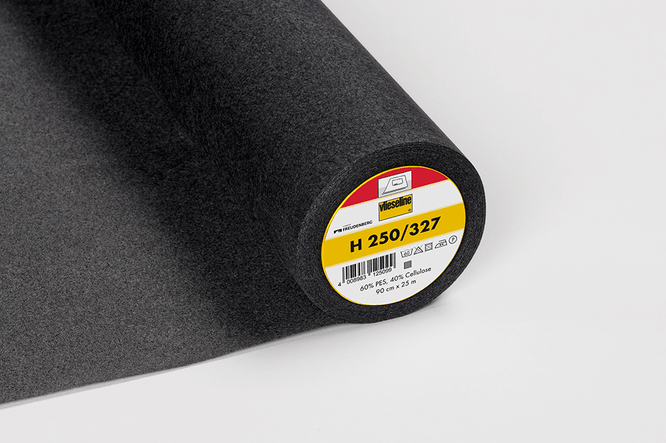 Firm/Medium Weight fusible Interfacing black H250/327: Vilene iron on non-woven. Sold per m
