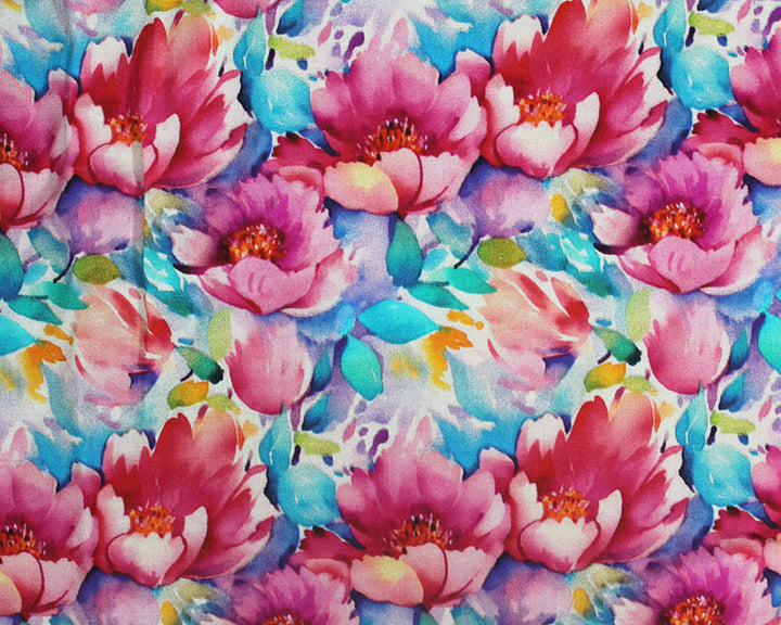 Little Johnny Floral Viscose Challis Floral dressmaking fabric. Per 1/2m