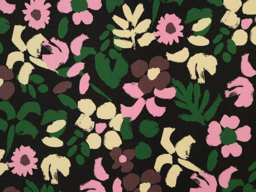 Black Jude Floral Viscose Twill. Fabric Godmother dress fabric per 1/2m