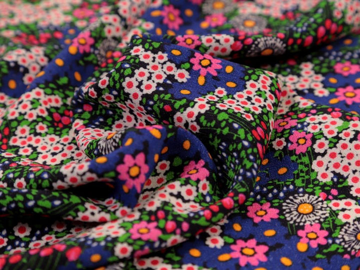 Cilla Vintage Floral Viscose Crêpe Multi. Fabric Godmother dress fabric per 1/2m