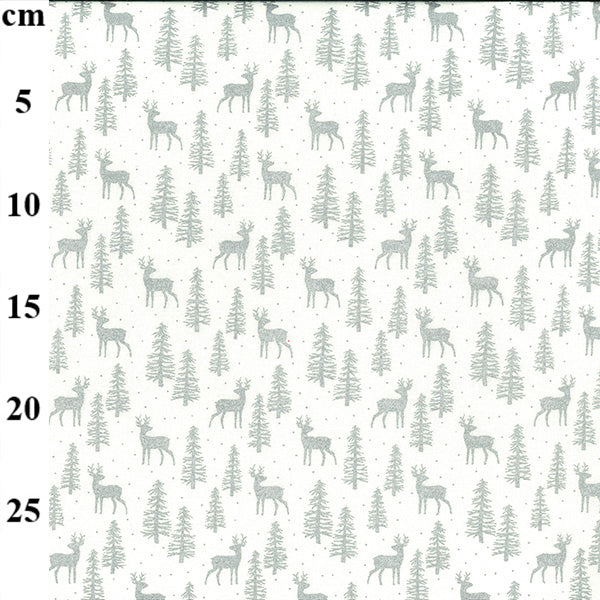 Scandi White Reindeer Christmas cotton Fabrics by John Louden per metre