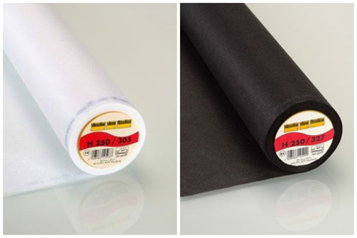 Firm/ Medium Weight fusible Interfacing White/ Black: Vilene H250/305 iron 90cm wide. 25 m roll