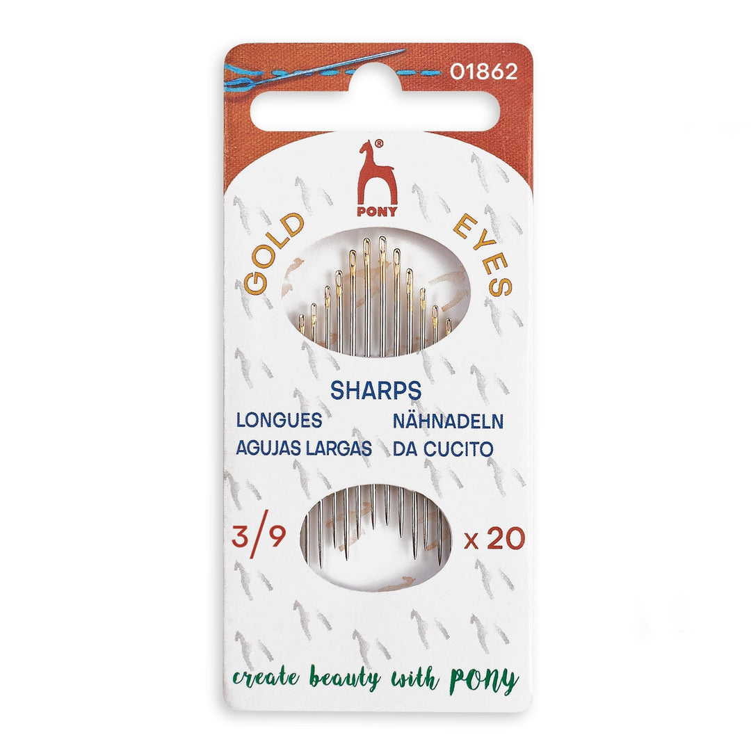 Hand Sewing Needles: Sharps: Gold Eye: Sizes 3-9