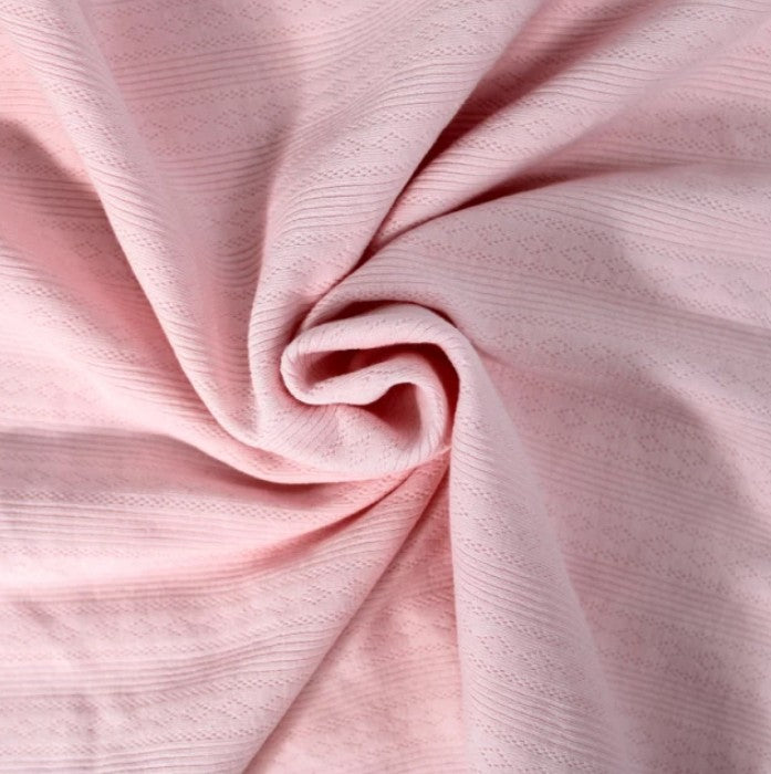 Diamond openwork/ Pointelle & Rib cotton jersey knit fabric per metre