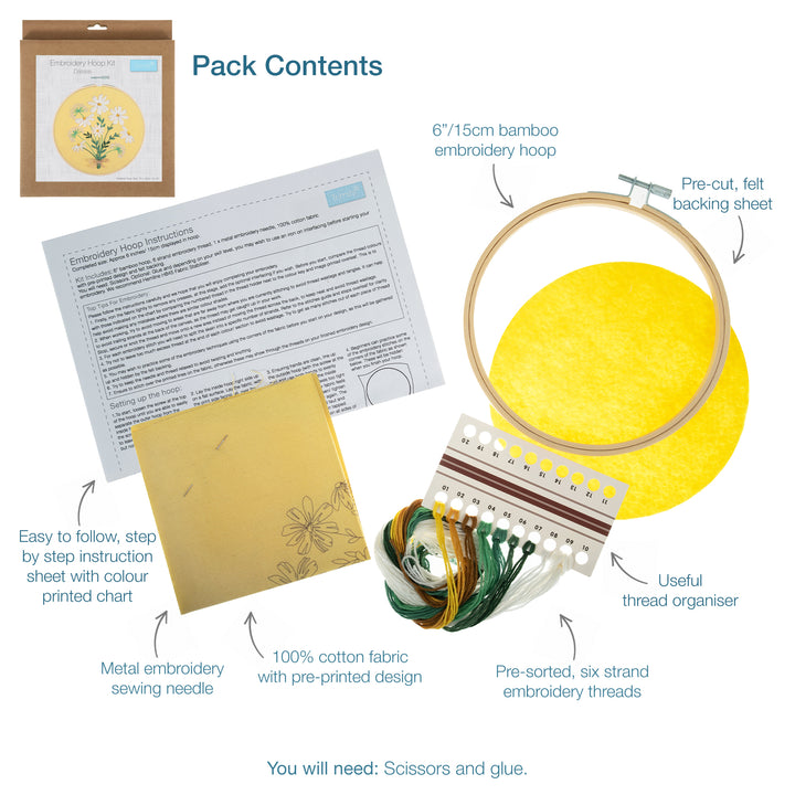 Embroidery Kit with Hoop - Daisies