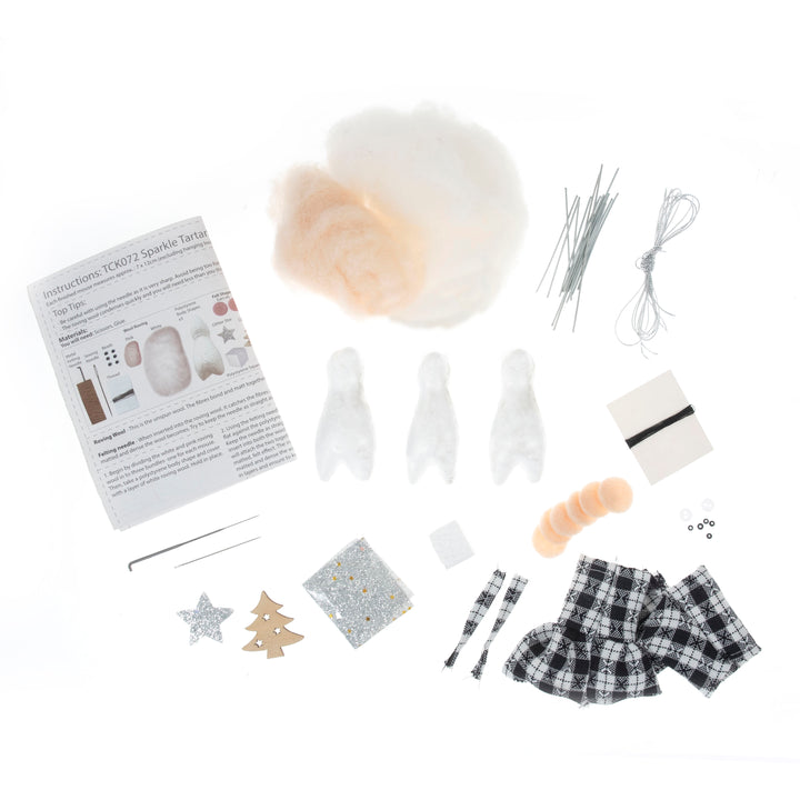 Needle Felting Craft Kit - Mouse Fairies Mono Tartan Trio