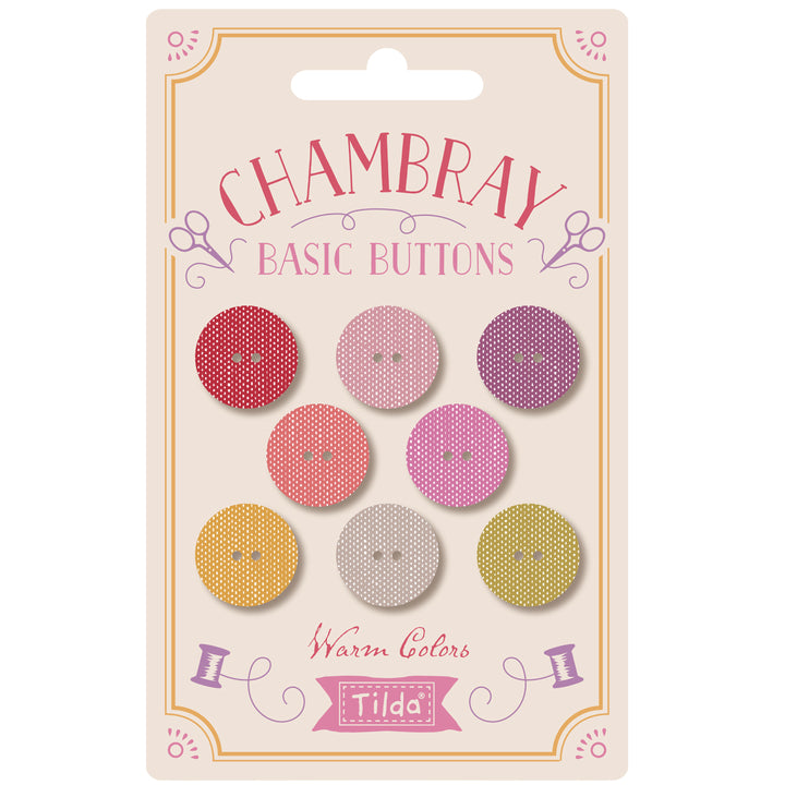 Tilda Chambray Basic fabric covered buttons , 16 mm (8 pieces)