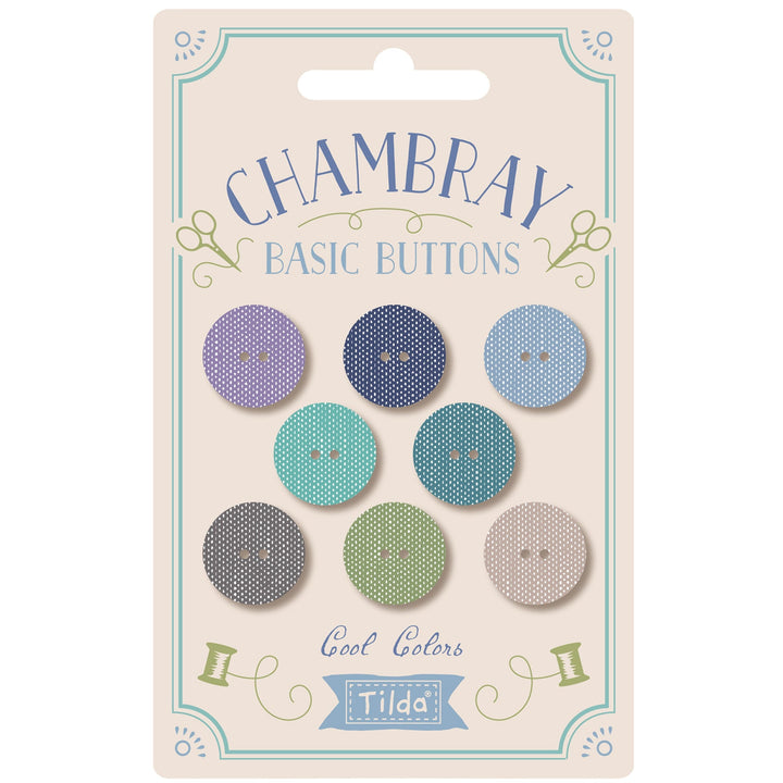 Tilda Chambray Basic fabric covered buttons , 16 mm (8 pieces)