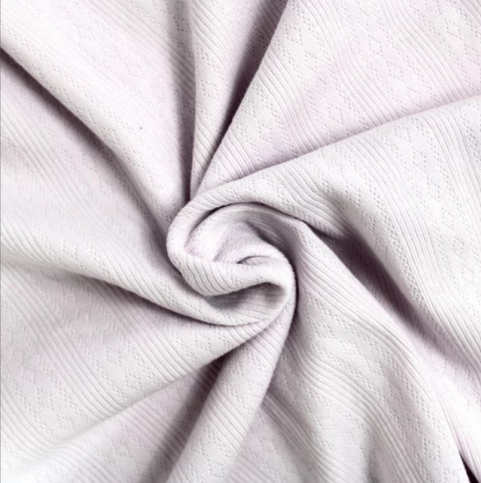 Diamond openwork/ Pointelle & Rib cotton jersey knit fabric per metre